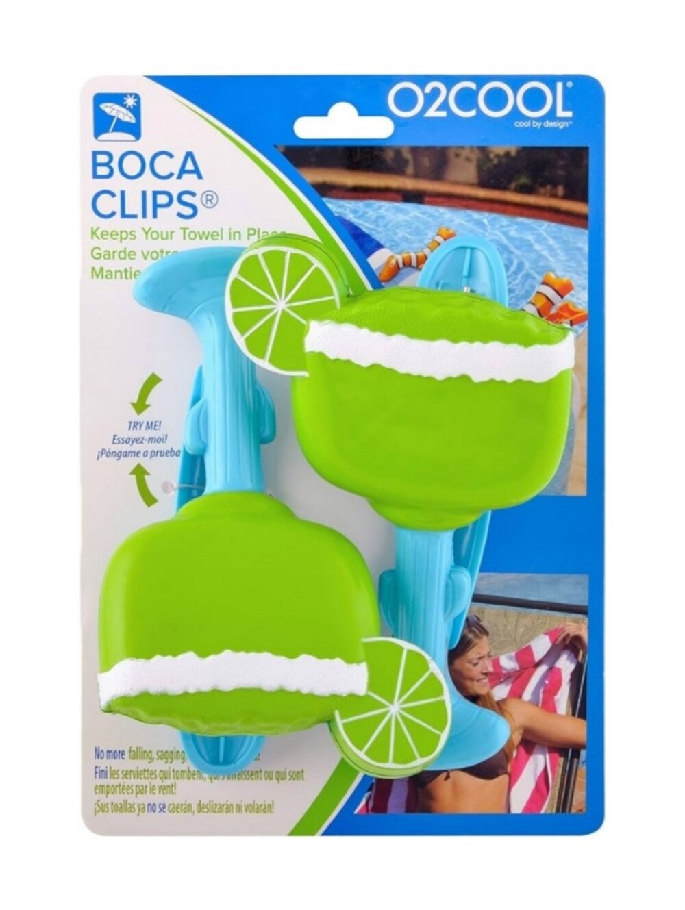 NWT O2COOL Boca Pool Towel Clips Margarita Lime Green Beach Towel Clips